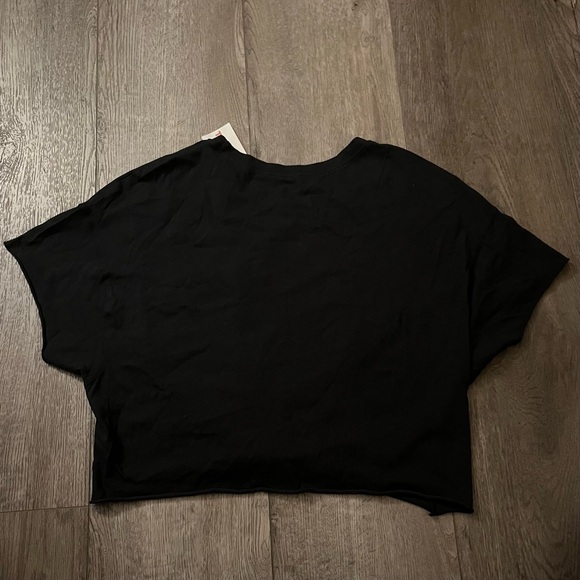 Offline by aerie Black Cropped Front Tie T-Shirt Size Medium - Picture 5 of 7